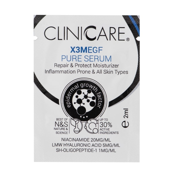 EGF EXTRA PURE Serum/ Serumas prieš odos senėjimą, raminamasis poveikis, 2 ml - CLINICCARE