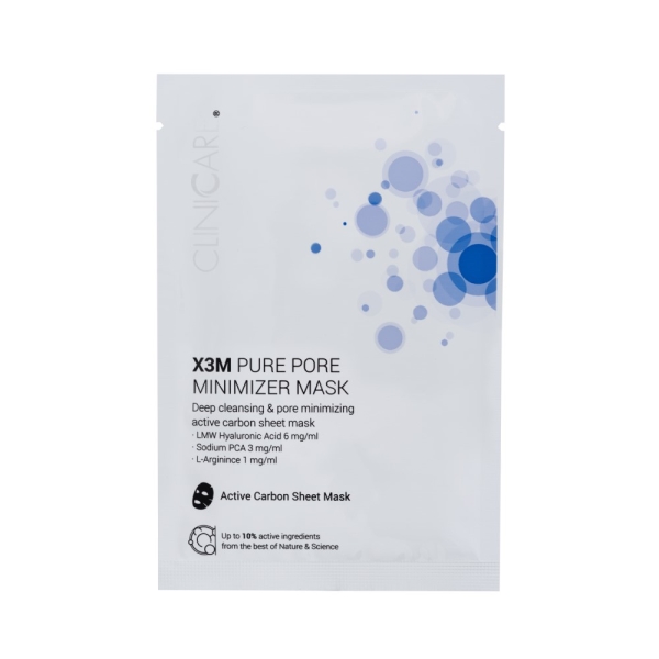X3M PURE PORE MINIMIZER MASK/ Poras mažinanti aktyvuotos anglies kaukė, 25ml - CLINICCARE