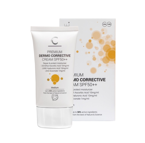 Cliniccare PREMIUM Dermo Corrective Cream SPF50 (MEDIUM)/ Koreguojamasis kremas SPF50++, 35 ml - CLINICCARE