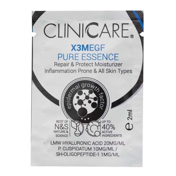 EGF EXTRA PURE Essence/ Esencija prieš odos senėjimą, raminamasis poveikis, 2 ml - CLINICCARE