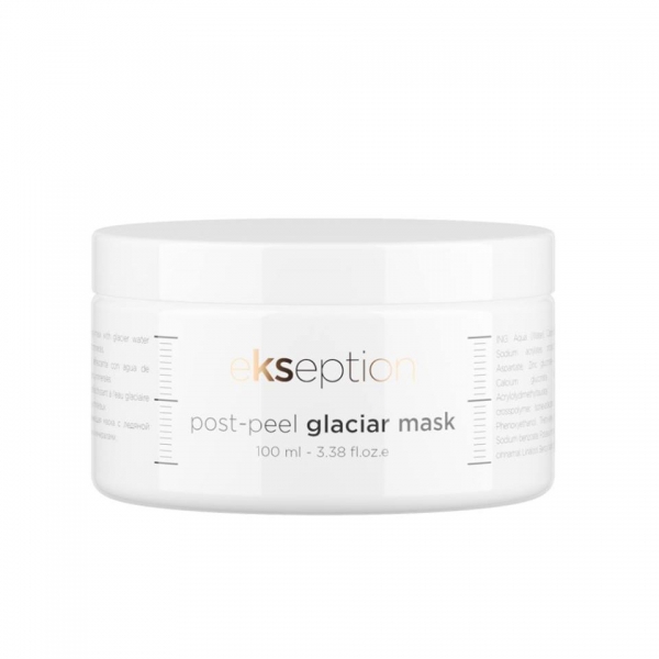 Post Peel Glaciar Mask/ Gaivinamoji kaukė su ledynų vandeliu ir mikroelementais Zn, Mg, Cu, Ca, 100 ml - Ekseption